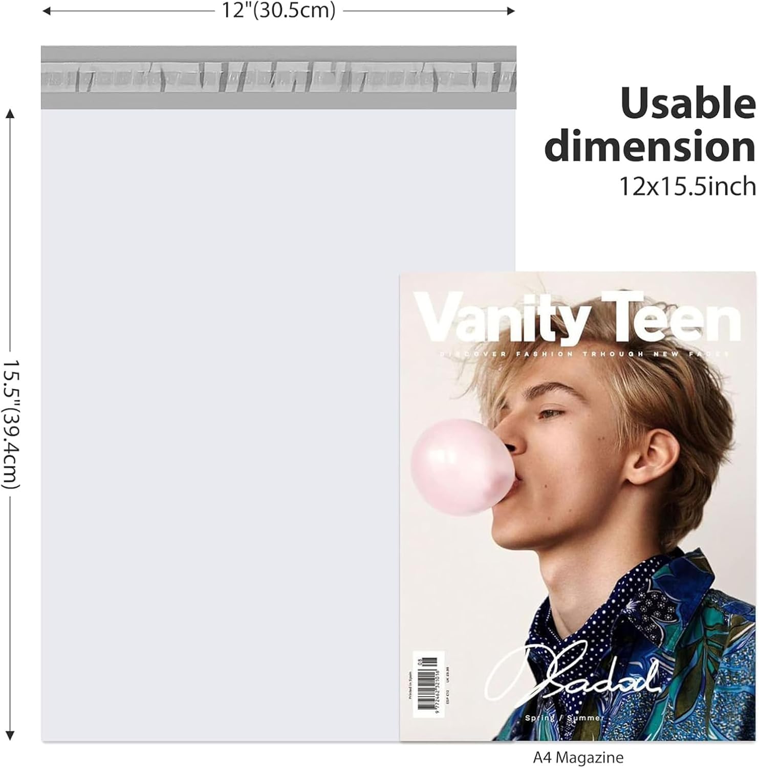 Vita paketpåsar - portoväskor för kläder självförseglande post blandade postpaket - 25 st - vit (30 x 40 cm)