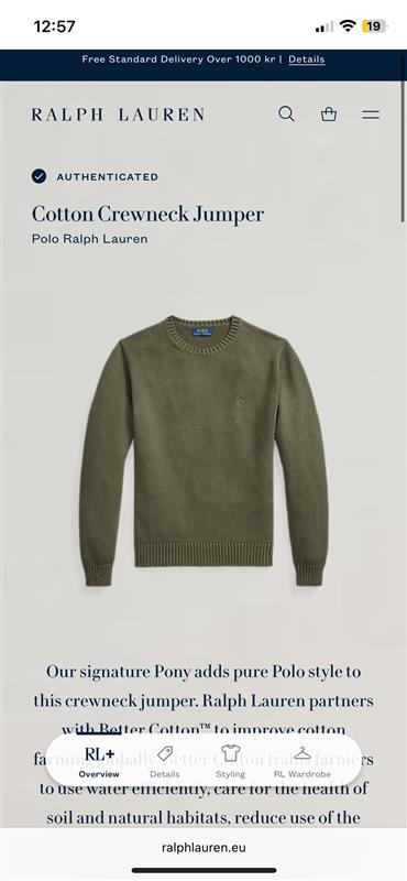 Olivgrön Ralph Lauren Stickad tröja - Storlek XL