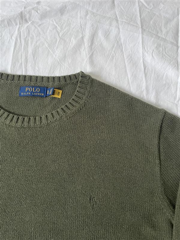 Olivgrön Ralph Lauren Stickad tröja - Storlek XL