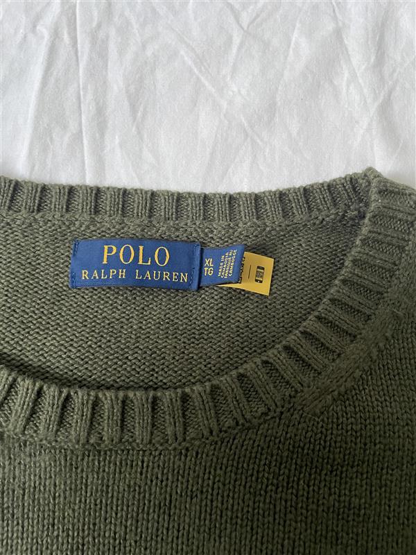 Olivgrön Ralph Lauren Stickad tröja - Storlek XL
